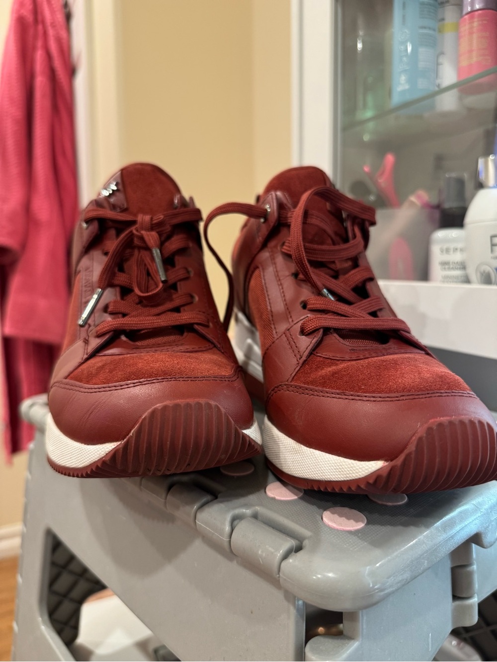 Michael Kors Women’s Lace-Up Sneakers in Deep Red/Burgundy